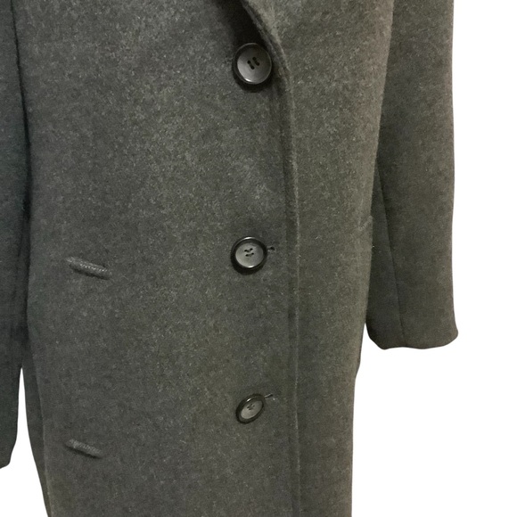 PORTRAIT LONG GRAY DOUBLE BREASTED BUTTON DOWN PEA COAT WITH POCKETS/ Size 6 - Picture 5 of 11